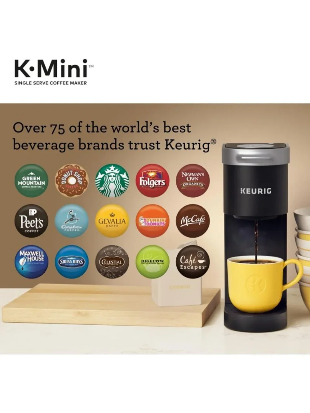Compact Single Serve Coffee Maker, 6-12oz Brew Size, Ideal for Small Spaces